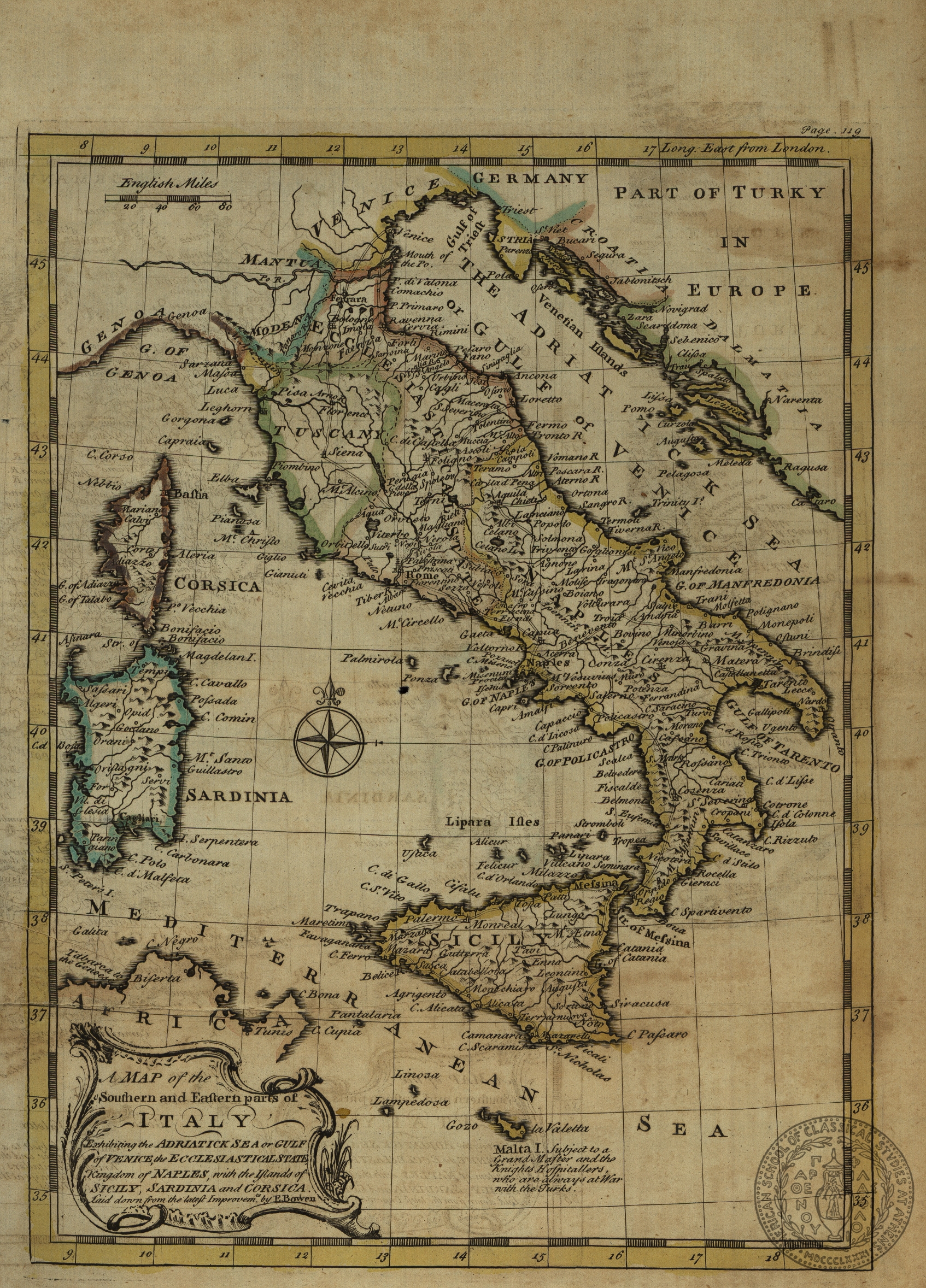 A map of the southern and eastern parts of Italy ……